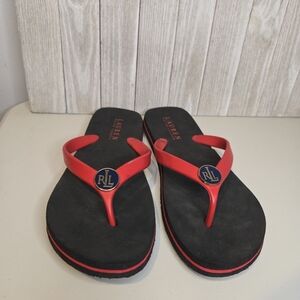 Red and Black Flip Flops